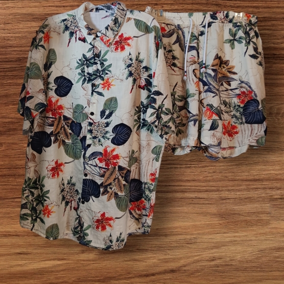 Floral Print Men Short Set - Picture 1 of 13